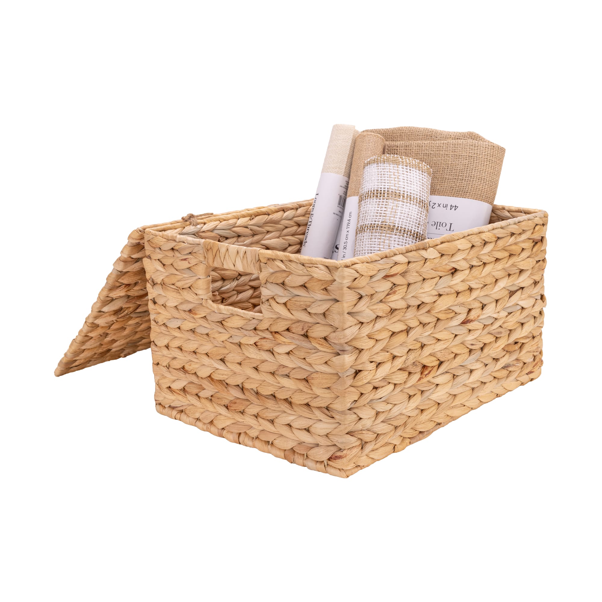 Seville Classics Medium Water Hyacinth Bin with Lid